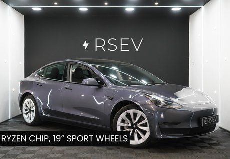 Tesla Model 3 LONG RANGE AWD 19" Sport Wheels Midnight Silver Ryzen Grok AI 1 Owner VATQ
