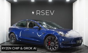 Tesla Model 3 PERFORMANCE AWD Deep Blue Metallic GROK AI RYZEN 20" ALLOYS BLACK INTERIOR 1