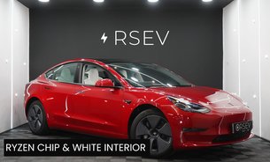 Tesla Model 3 LONG RANGE AWD White Interior Red Multi-coat Ryzen GROK AI One Owner VAT Q 1