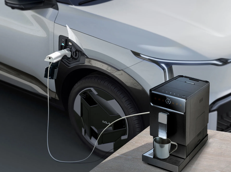 Image of the EV5 plugged into a coffee machine.