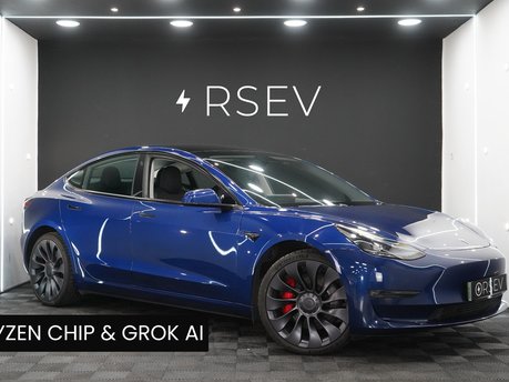 Tesla Model 3 PERFORMANCE AWD Deep Blue Metallic GROK AI RYZEN 20" ALLOYS BLACK INTERIOR