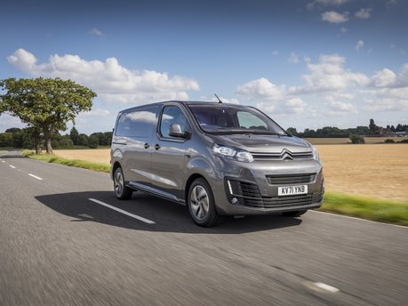 new citron e-dispatch electric - on street, side angle view, grey