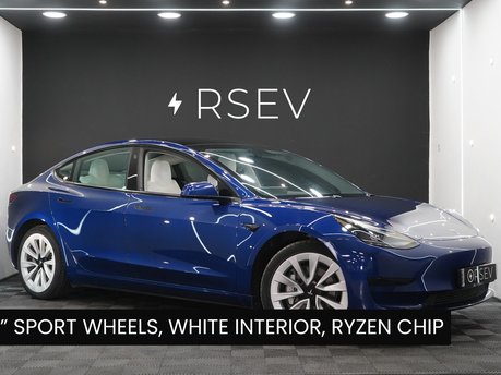 Tesla Model 3 RWD White Interior 19" Sport Wheels GROK Ryzen Chip One Owner Heat Pump