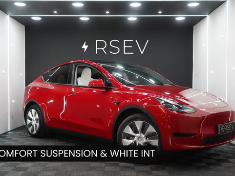 Tesla Model Y RWD Comfort Suspension White Interior Multi Coat Red One Owner Pristine