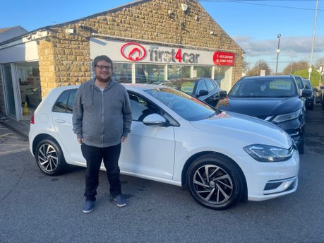 James from Leeds collecting his new Volkswagen Golf.