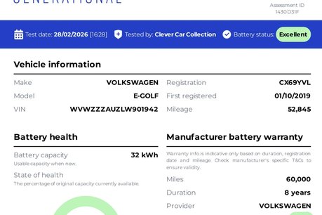 Volkswagen Golf 35.8kWh e-Golf Hatchback 5dr Electric Auto (136 ps) 9