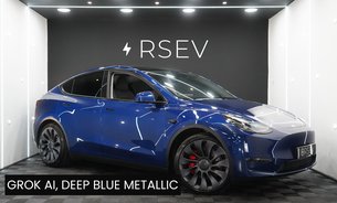 Tesla Model Y PERFORMANCE One Owner GROK AI Deep Blue Metallic 21" Uberturbines VAT Q 1