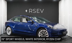 Tesla Model 3 RWD White Interior 19" Sport Wheels GROK Ryzen Chip One Owner Heat Pump 1