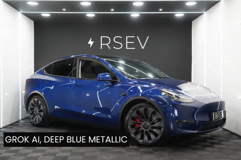 Tesla Model Y PERFORMANCE One Owner GROK AI Deep Blue Metallic 21" Uberturbines VAT Q 