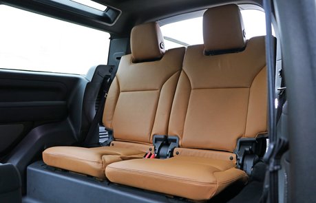 Genuine Land Rover leather rear seats and front seat upgrade for the Defender 90 Commercial