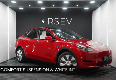 Tesla Model Y RWD Comfort Suspension White Interior Multi Coat Red One Owner Pristine