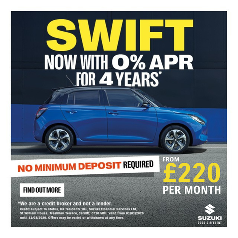 Image of Suzuki Swift with 0% APR offer.
