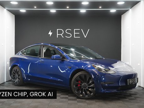 Tesla Model 3 PERFORMANCE AWD Deep Blue Metallic Hardware 4 Ryzen GROK AI Adaptive LEDs