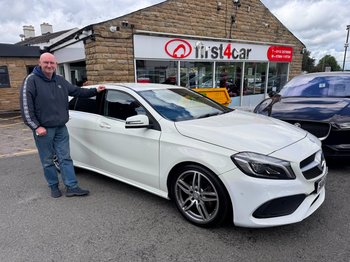 Alec collecting his new Mercedes.