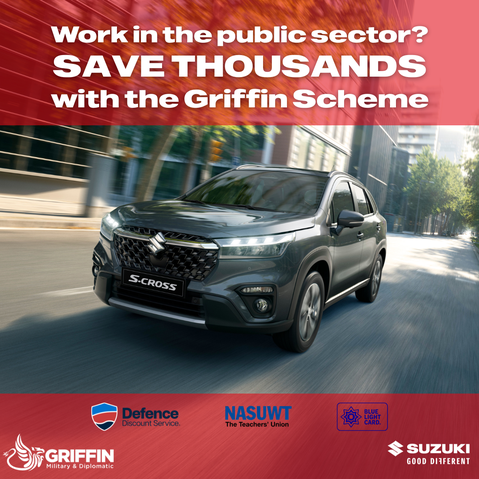 Image of Suzuki S-Cross with text that focuses on Griffin Scheme Savings.