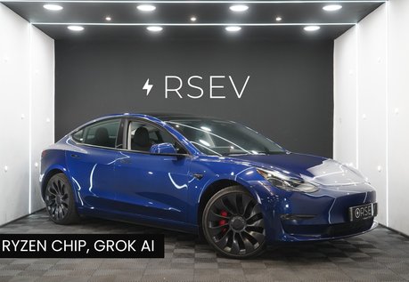 Tesla Model 3 PERFORMANCE AWD Deep Blue Metallic Hardware 4 Ryzen GROK AI Adaptive LEDs