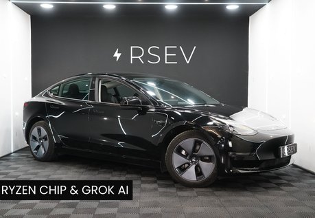 Tesla Model 3 LONG RANGE AWD Solid Black Ryzen GROK AI Pano Roof Heat Pump 1 Owner VAT Q