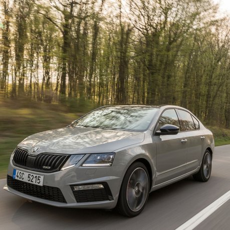 A grey Skoda Octavia VRS on the road.