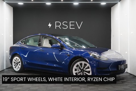 Tesla Model 3 RWD White Interior 19" Sport Wheels GROK Ryzen Chip One Owner Heat Pump 