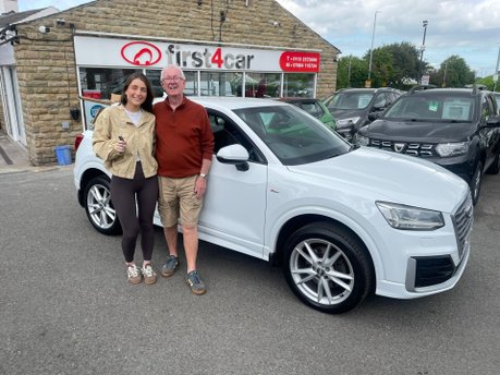 Eve and her Grandad from Skipton collecting her new Audi Q2.