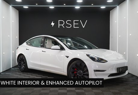 Tesla Model 3 PERFORMANCE AWD Enhanced Autopilot White Interior Ryzen GROK AI Front PPF
