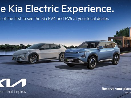 Image of the Kia EV4 and Kia EV5 as part of the Kia Electric Experience