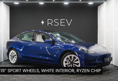 Tesla Model 3 RWD White Interior 19" Sport Wheels GROK Ryzen Chip One Owner Heat Pump