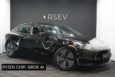 Tesla Model 3 LONG RANGE AWD 1 Owner Solid Black Ryzen GROK Adaptive LEDs Pano Roof VATQ 