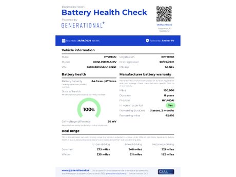 Hyundai KONA 64kWh Premium SUV 5dr Electric Auto (10.5kW Charger) (204 ps)
