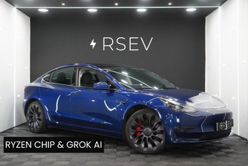 Tesla Model 3 PERFORMANCE AWD Deep Blue Metallic GROK AI RYZEN 20" ALLOYS BLACK INTERIOR