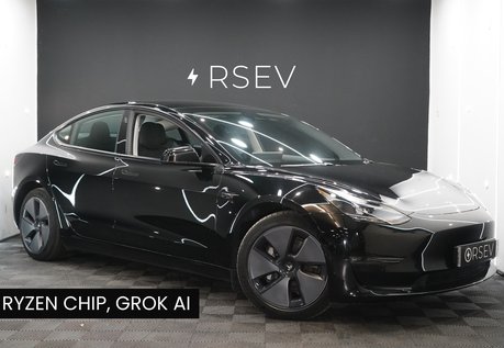 Tesla Model 3 LONG RANGE AWD 1 Owner Solid Black Ryzen GROK Adaptive LEDs Pano Roof VATQ