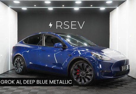 Tesla Model Y PERFORMANCE One Owner Grok AI Deep Blue Metallic 21" Uberturbines VAT Q