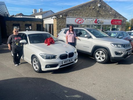 Best friends Cheryl and Georgina from Leeds collecting their new BMW and Jeep. 