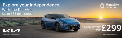 Image of Kia EV4 with £299 advance payment motability offer.