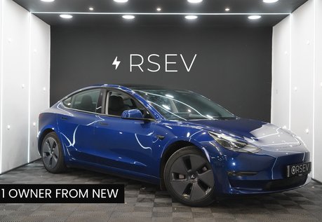 Tesla Model 3 LONG RANGE AWD One Owner Deep Blue Metallic Adaptive LEDs Pano Roof  VAT Q