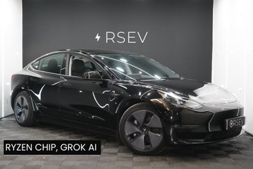 Tesla Model 3 LONG RANGE AWD 1 Owner Solid Black Ryzen GROK Adaptive LEDs Pano Roof VATQ
