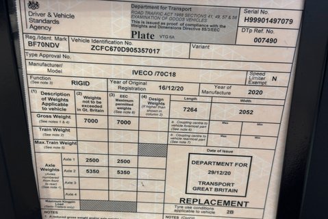 Iveco Daily 70C18V Welfare/Workshop Van - Air Conditioning 43
