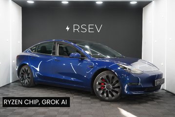Tesla Model 3 PERFORMANCE AWD Deep Blue Metallic GROK AI RYZEN 20" ALLOYS BLACK INTERIOR