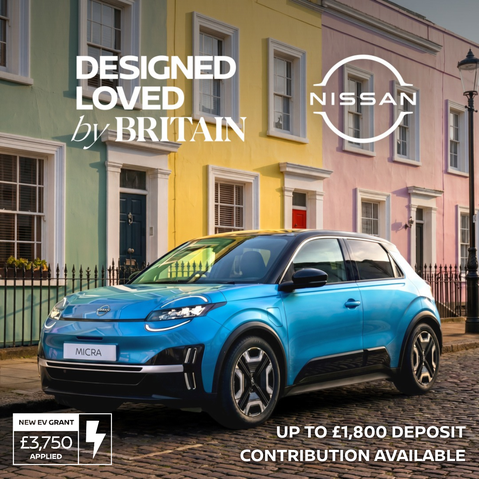 Image of Nissan MICRA with offer and By Britain logo.