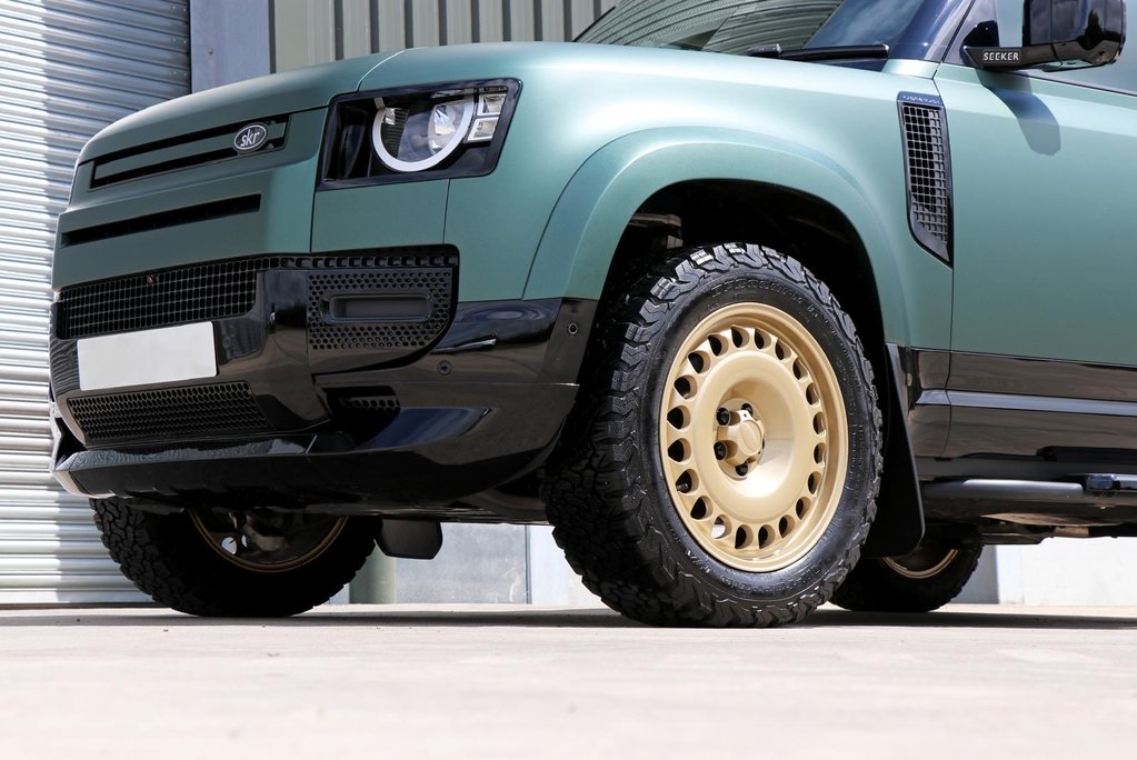 Land Rover Defender 90  HARD TOP  by seeker bespoke matt pine with vintage Tan leather  6