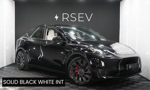 Tesla Model Y PERFORMANCE Solid Black White Interior Now with GROK One Owner VAT Q 1