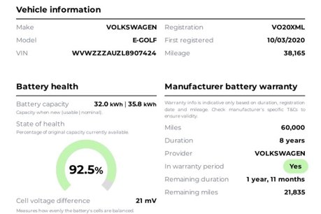 Volkswagen Golf 35.8kWh e-Golf Hatchback 5dr Electric Auto (136 ps) 8