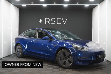 Tesla Model 3 LONG RANGE AWD One Owner Deep Blue Metallic Adaptive LEDs Pano Roof  VAT Q