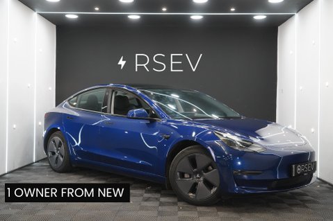 Tesla Model 3 LONG RANGE AWD One Owner Deep Blue Metallic Adaptive LEDs Pano Roof  VAT Q 
