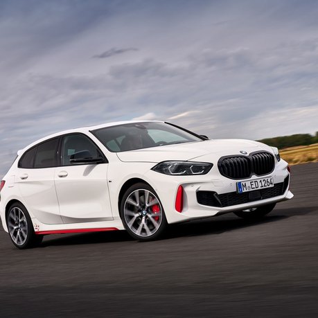 A white BMW 128ti, just one example of BMW models Church's buy.