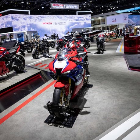A Honda Motorcycle Stand at a trade show.