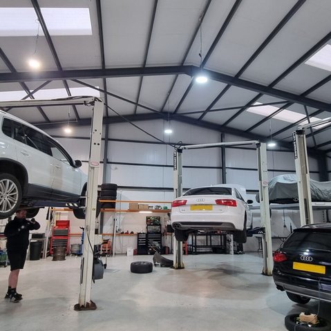 Audi and Volkswagen vehicles undergoing service at Brookspeed Eastleigh
