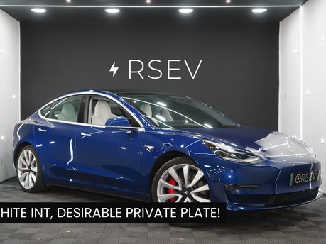 Tesla Model 3 PERFORMANCE AWD White Interior Deep Blue One Owner Low Mileage Track Mode